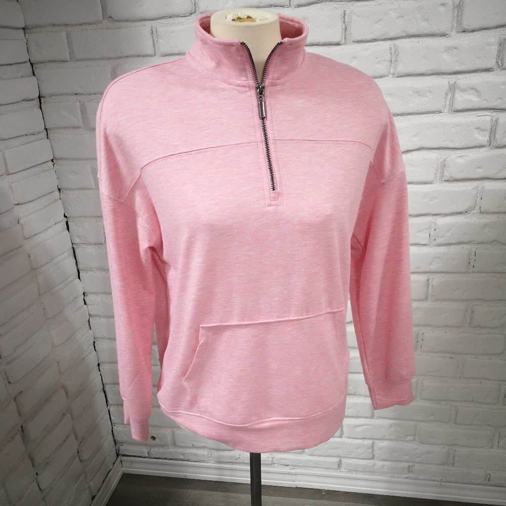 Ricki's Ladies Pink Size Medium 1/4 Zip Straight Fit Drop Shoulder Pullover